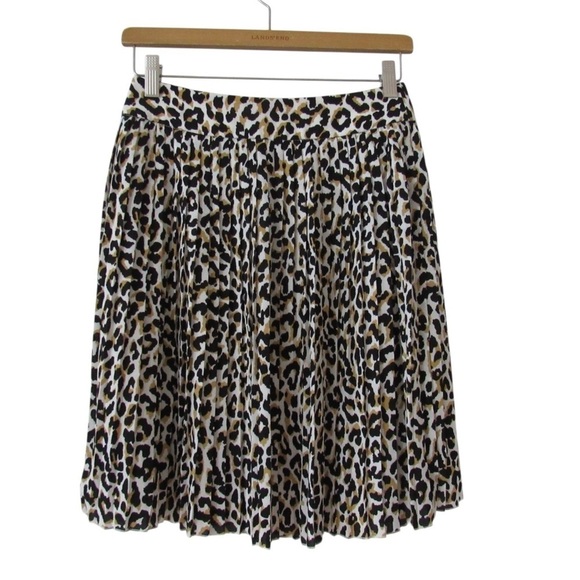 J. Crew Factory Dresses & Skirts - J Crew Factory Pleated Mini Skirt 0 Leopard Animal Print Lined Black Brown Boho